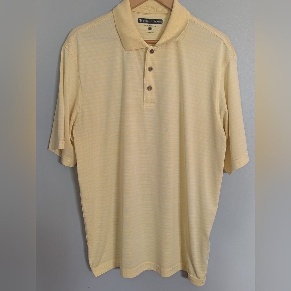 Pebble‎ Beach Light Yellow Men's Large Polo Shirt